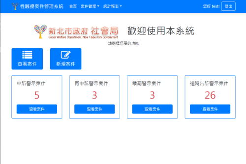 新北市社會局 案件管理與統計雲端資訊系統